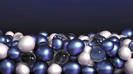 Beautiful background with beads, particles and simulation. 3d illustration, 3d rendering.