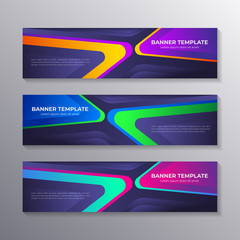 Gradient banner template, modern cool geometric shape neon glow, Applicable for web Banner, Header, Footer, Advertising