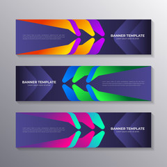 Fototapeta premium Gradient banner template, modern cool geometric shape neon glow, Applicable for web Banner, Header, Footer, Advertising