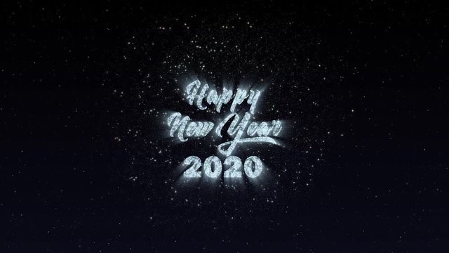 Happy New Year 2020 firework typography animation. Colorful postcard