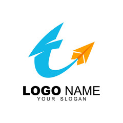 Letter T for travel logo template