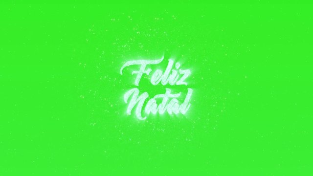 Feliz Natal calligraphy text animation with firework and neon text. Translation: Merry Christmas