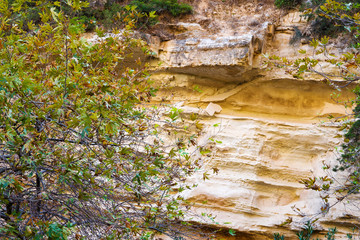 Mountains of avakas gorge in autumn. Hiking in the gorge.