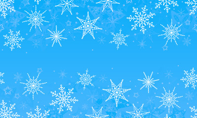 Cute hand drawn snowflakes horizontal seamless pattern, colorful christmas background, great for banners, wallpapers, christmas cards