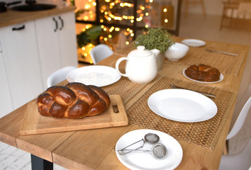 Preparation for a festive tea party. Family celebration.