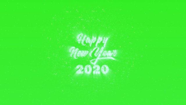 Happy New Year 2020 green screen text and firework animation