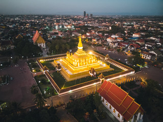 This is PhaThatLuang. It is a gold-covered large Buddhist stupa in the center of Vientiane, Laos....