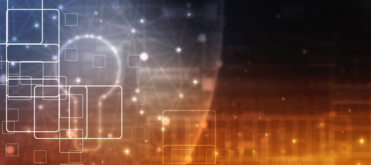 2d illustration technology cyber security in shield