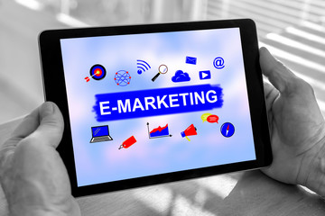Fototapeta na wymiar E-marketing concept on a tablet