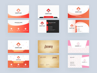 Abstract Business Card or Template Design Set in Front and Back View.