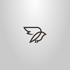 black and white simple vector line art sign of drawn by one line bird