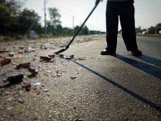 Glass sweeper Out of the road, blurred pictures