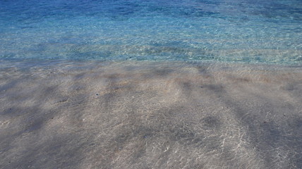 Clear water by the beach with waves in Gili Trawangan Lombok Indonesia