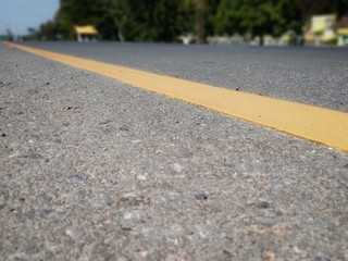 Yellow colored road traffic routes in Thailand, blurred pictures