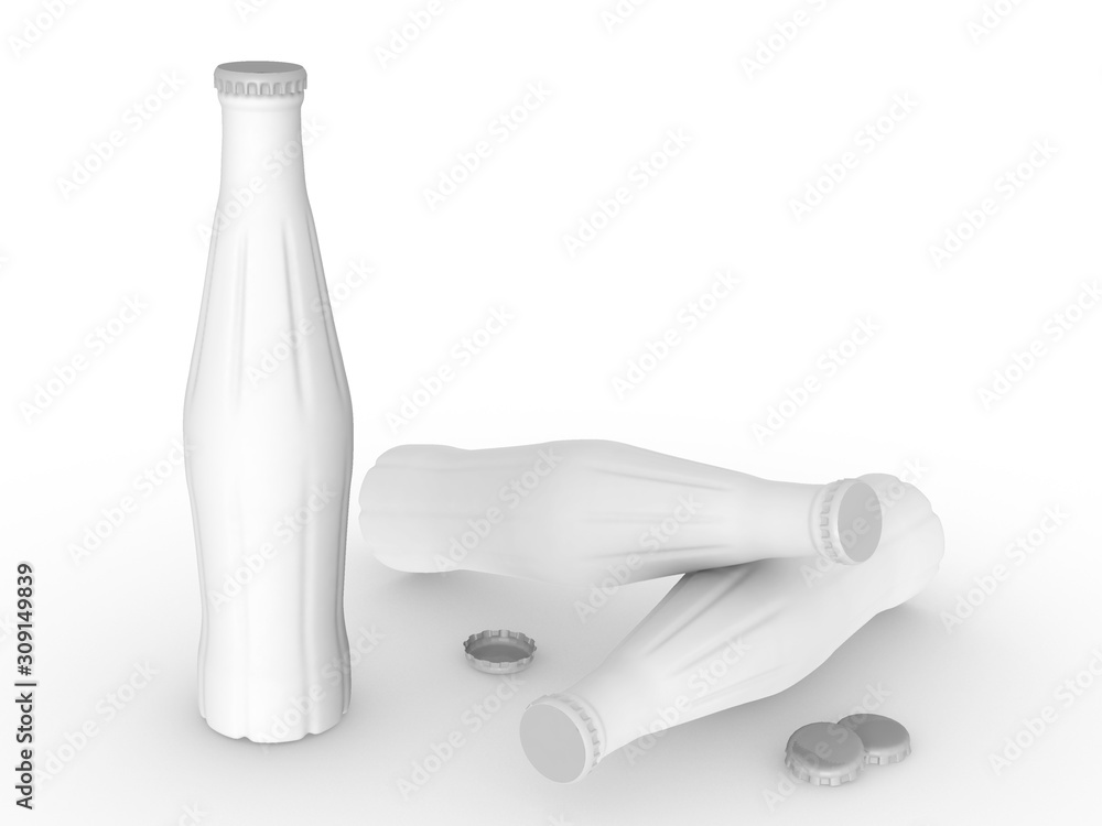 Aufkleber template empty bottle mockup white background , 3d rendering