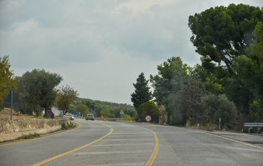 Travel to Gargano on the Road by Morning with Cloudy Sky