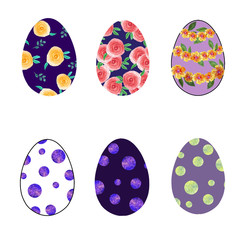 Pattern of Easter decorative stylized eggs on a colored background
