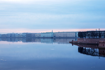 calm gray morning over the Neva