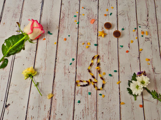 Fototapeta premium red flowers on backgrounders 