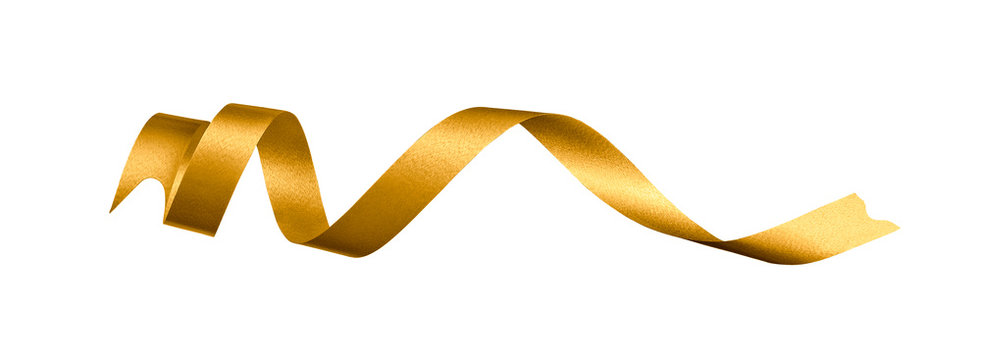 Golden ribbon isolated on white background