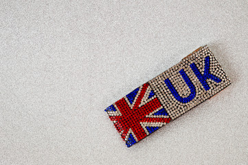 Great Britain flag bracelet inlaid with irregularly shaped stones with incredible brilliance