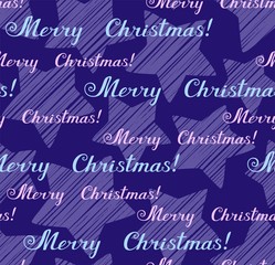 Merry Christmas, seamless pattern, vector, blue, English. The inscription in English: 