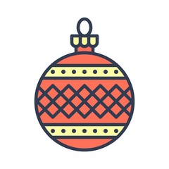 Christmas ornaments, baubles or Christmas ball filled icon
