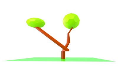 3d illustration of tree with poly technique