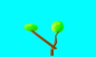 3d illustration of tree with poly technique