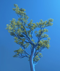 Unusual blue tree, 3d illustration