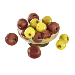 Obraz premium Red and yellow apples in a vase on a white background. 3d rendering