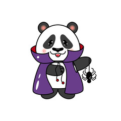 Happy Halloween Panda Bear In a Dracula Costume. 