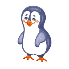 Cute Penguin Character. Raster Illustration.