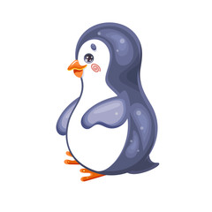 Cute Penguin Character. Raster Illustration.