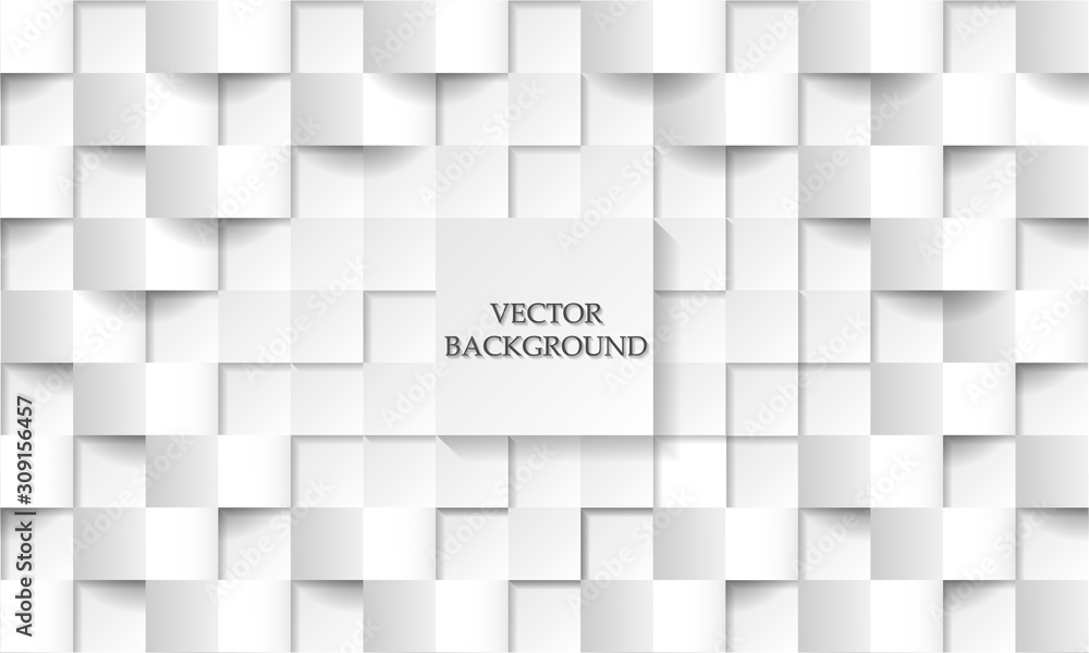 Poster abstract geometric pattern background of white squares graduating through grey with shadows giving a