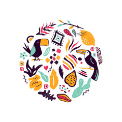 Abstract circle design with hand drawn elements