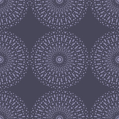 Seamless pattern with decorative circles in the style of a mandala. Vector illustration.