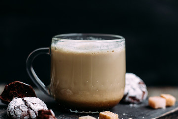 cup of coffee and cookies,cappuccino