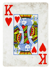 King of Hearts Vintage playing card isolated on white (clipping path included)