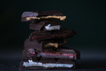 variety of homemade chocolate with different fillings