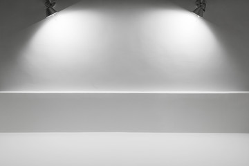 Abstract white wall photo background with side spot lights