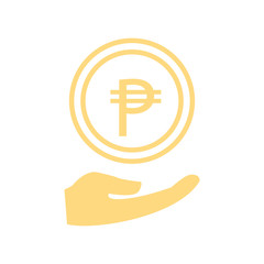 Obraz premium Hand and money coin icon vector