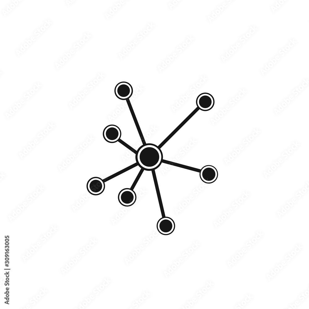 Poster global networking icon on white background