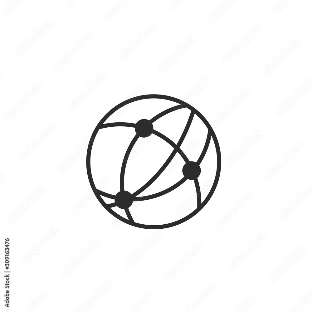Poster global networking icon on white background