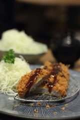 Delicious deep fried pork cutlet (Tonkatsu)