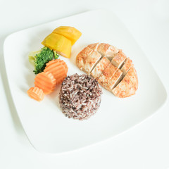 Clean food, Chicken grilled and vegetable and rice berry