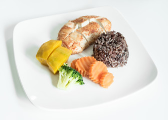 Clean food, Chicken grilled and vegetable and rice berry