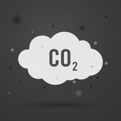 co2 emissions icon cloud vector flat, carbon dioxide emits symbol, smog pollution concept, smoke pollutant damage, contamination bubbles, garbage label