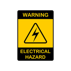 Warning electrical hazard sign isolated on white background. Icon for poster or signboard.