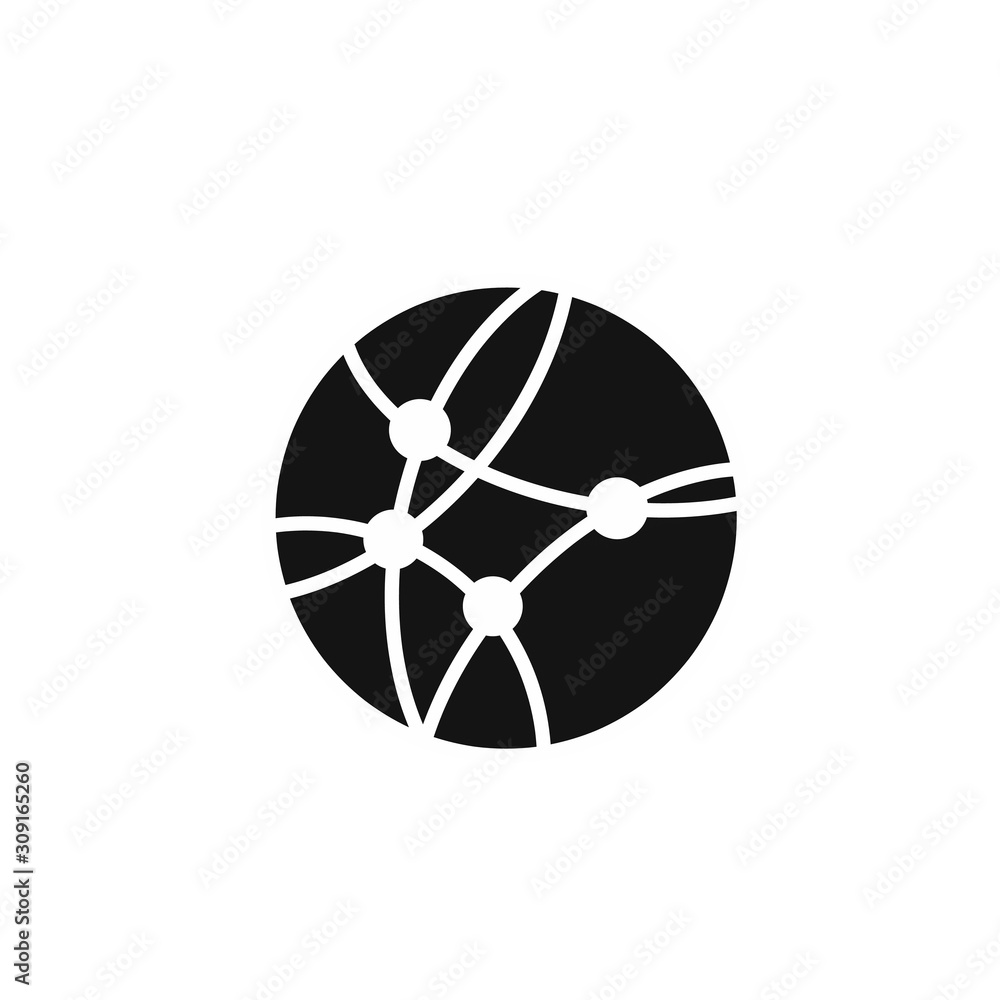 Poster global networking icon on white background